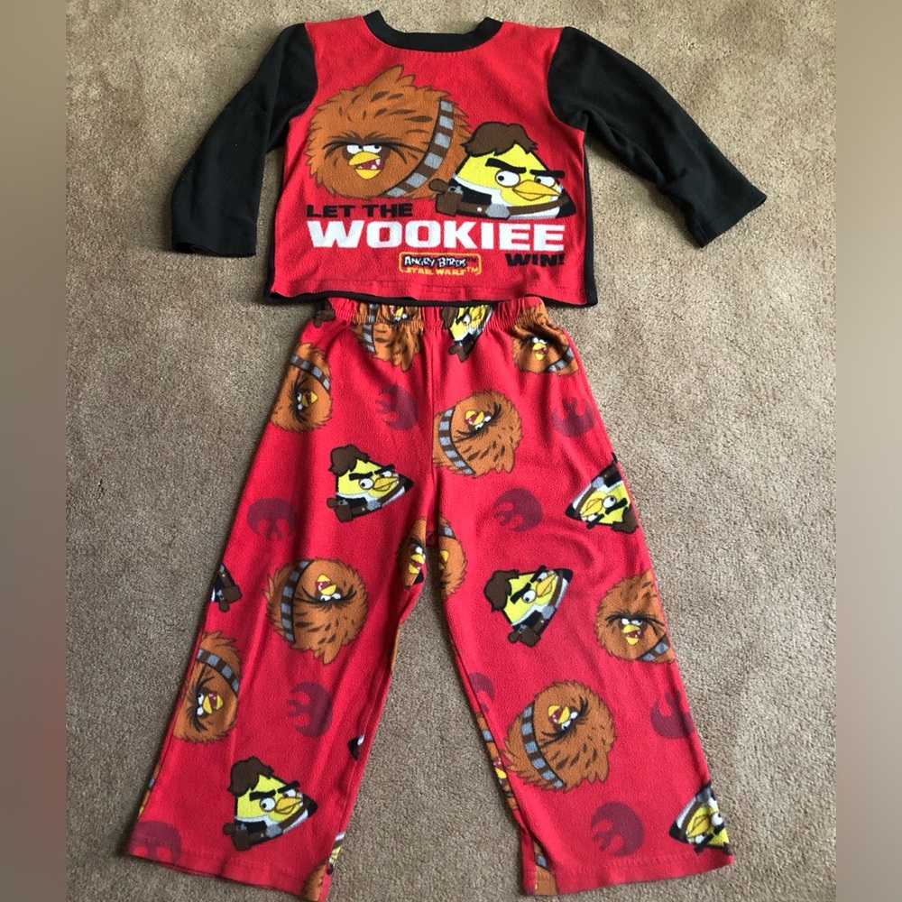 Red Angry Birds x Star Wars Kids Pajama Set - Wookiee Design sz 4T